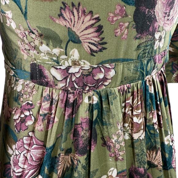 Mia Joy Floral Wrap Midi Dress | Green Boho V-Neck Feminine Dainty | Sz 10 | NWT - Picture 10 of 15